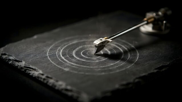 Turntable Stylus Playing a Record on a Vintage Vinyl Player Close-up
