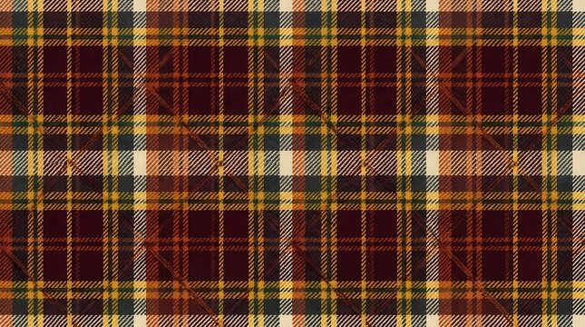 Autumn plaid seamless pattern with warm colors and classic tartan textile design for seasonal use