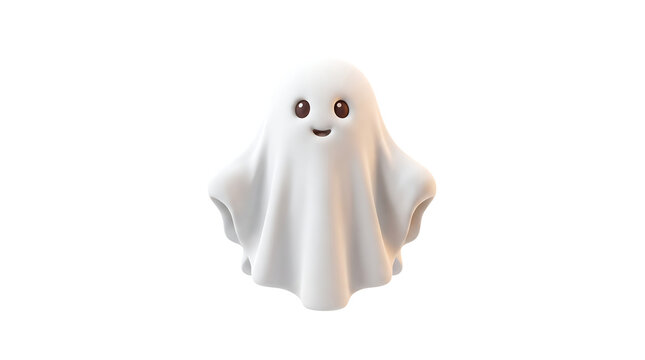 Cute cartoon ghost isolated on transparent background