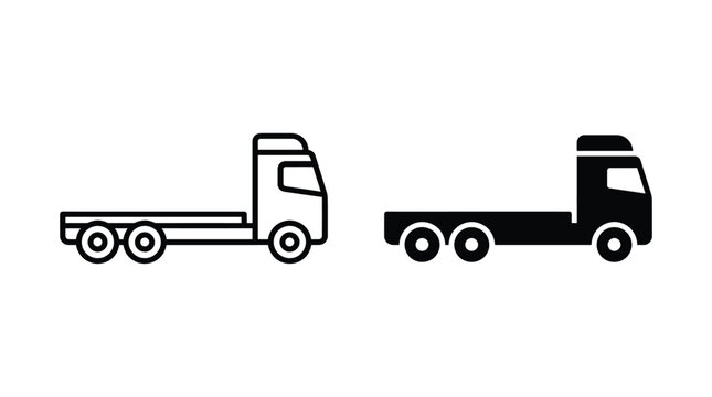 Truck icon vector set outline and solid style