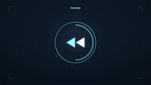 Digital rewind button animation with circular interface