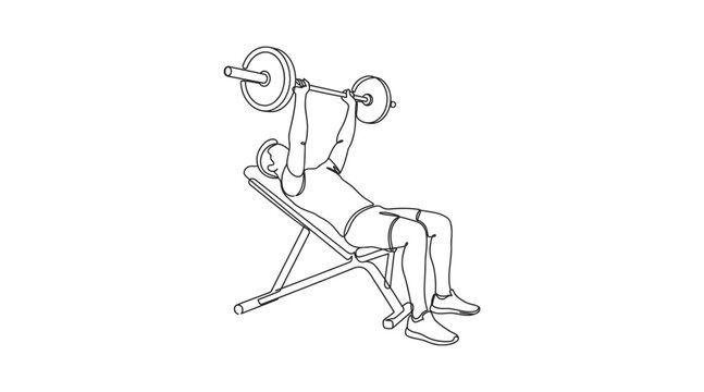 Man lifting barbell weight training on bench press vector illustration with weightlifting exercise training