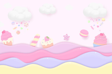 Obraz premium Pastel wave and dessert background