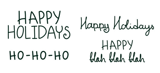 Fototapeta premium Happy Holidays and Festive Christmas Hand Lettering Collection with Playful Holiday Greetings and Seasonal Messages
