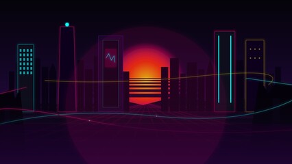 Vibrant Neon Cyberpunk Cityscape Background © Epityzo