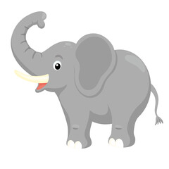 Fototapeta premium Elephant with raised trunk and tusks suitable for wildlife safari zoo nature African animals children and educational themes