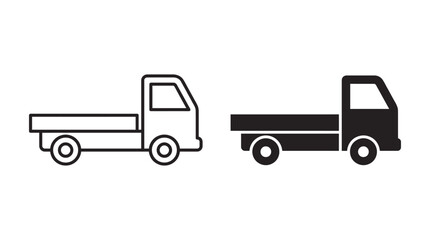 Fototapeta premium Truck icon vector flat set outline and solid style