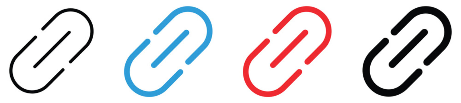 Chain Link icons with attach link, hyperlink, URL, internet connection, attachment, and connect button symbols for modern websites