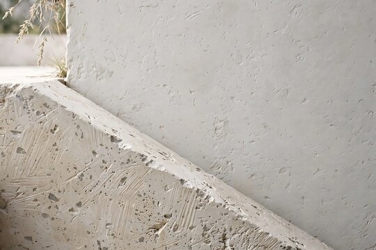 White Limestone Steps With Weathered Plaster Texture