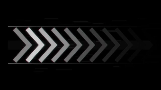 Futuristic digital arrow motion background with glitch effect and fading gradient effect