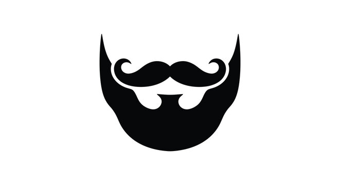Black silhouette of a mustache and beard against a white background silhouette