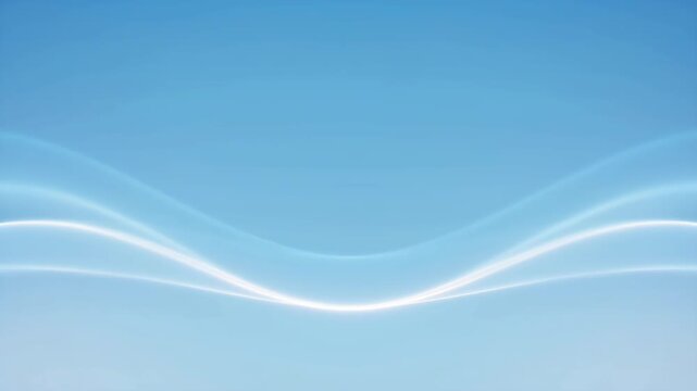Abstract light blue background with smooth curved glowing lines