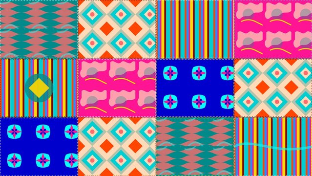 Boho Geometric Ethnic Patchwork Seamless Pattern Background