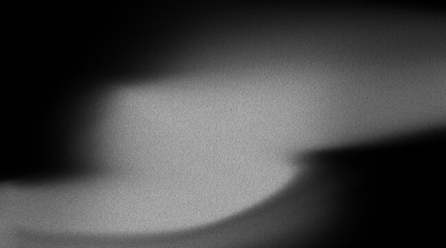 Abstract gradient background with black white grey grainy noise texture and fluid wave shape on dark backdrop for modern web banner poster header backdrop design