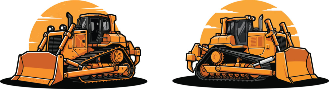 Heavy duty bulldozer vector illustration for construction