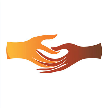 Abstract graphic logo of two hands reaching out and shaking in partnership with partnership agreement business corporate cooperation teamwork