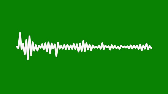 Dynamic podcast audio wave visualization, white digital sound spectrum rhythm loop, transparent background frequency meter, minimal electronic music visual, 4k glowing audio wave track