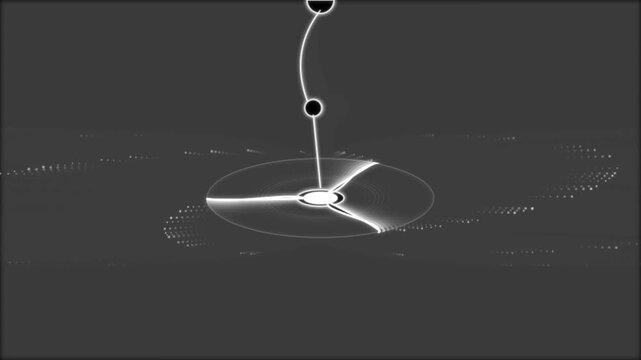 Minimalist Black and White Motion Graphics Animation Featuring A Rotating Digital Mechanical Spinner