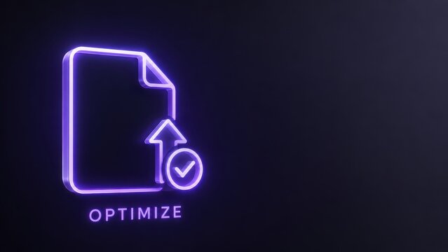 Purple document upload and check mark icon labeled Optimize