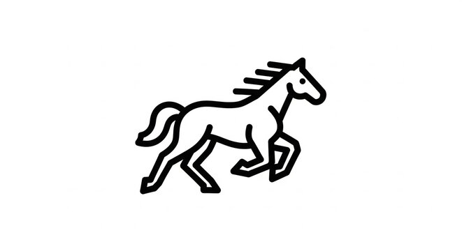 Running horse line art icon on white background