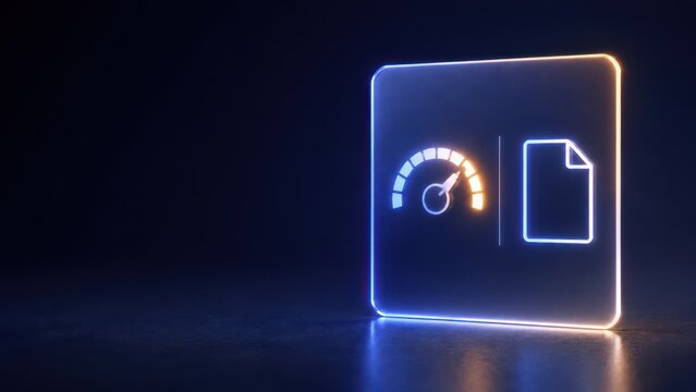Transparent panel displaying a gauge and document icon