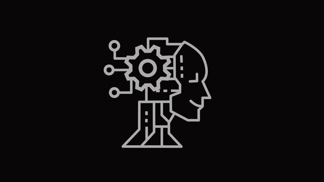 Futuristic Robotic Human Head with Mechanical Gear &ndash; Robotics and Automation Concept