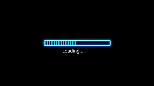 Pixel Art Loading Screen, loading screen for games, black screen, loading text. Abstract neon loading icon animation.