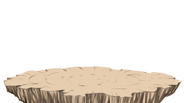 Wood tree stump podium stage isolated on white background