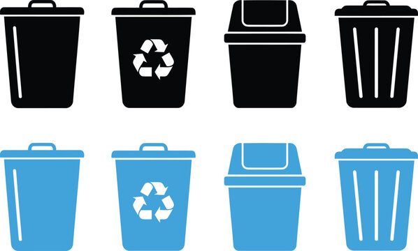 Set of waste bin icons vector