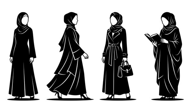 Modern Muslim Women in Abaya Lifestyle Silhouette Collection