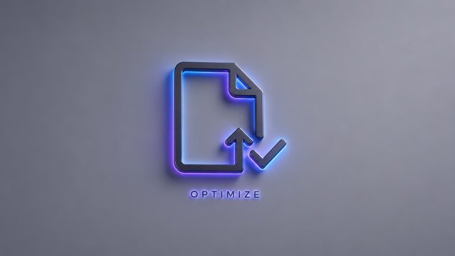 Purple document upload and check mark icon labeled Optimize