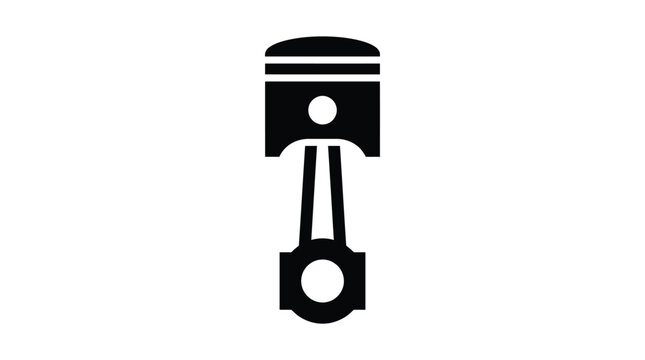 Minimalist black engine piston vector icon silhouette showing mechanical parts for automotive engineering design project graphics