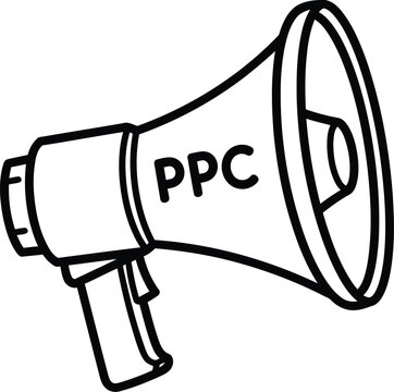 Megaphone with ppc text isolated
