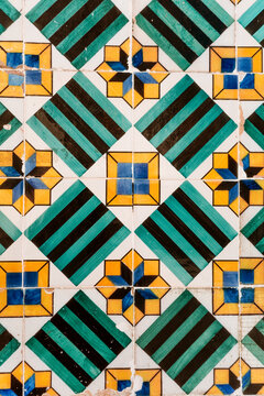 Colorful Tile Pattern on a Wall in a Public Space