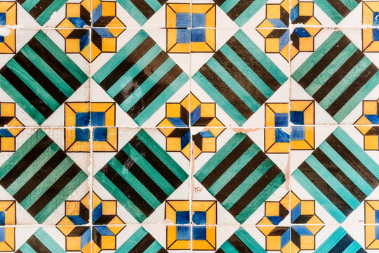 Colorful Tile Pattern on a Wall in a Public Space