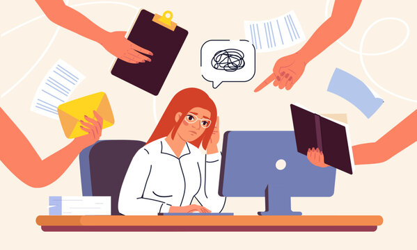 Overworked Employee Under Office Pressure