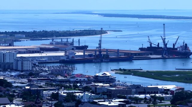 Morehead City NC Working Waterfront and Harbor Aerial View
