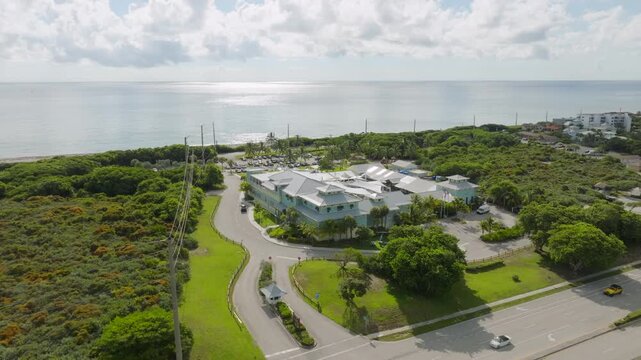 Aerial View of Juno Beach Florida Pavilion, Coastal Park and Pier Along the Atlantic Ocean