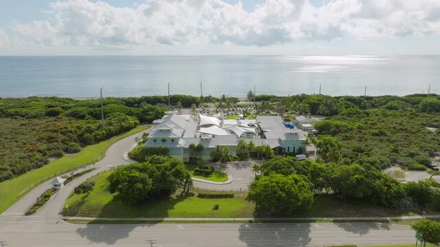 Aerial View of Juno Beach Florida Pavilion, Coastal Park and Pier Along the Atlantic Ocean