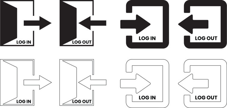set of Login and logout door icons with labels.
