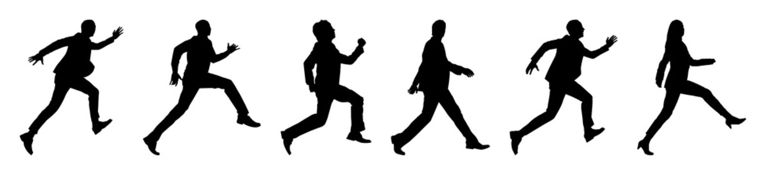 PNG Silhouette sequence of running motion on transparent background