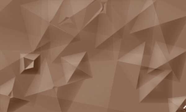 Crumpled paper abstract geometric background with overlapping triangular shapes in soft brown tones