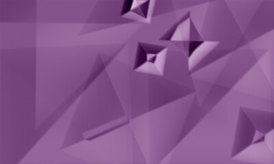Fototapeta premium Crumpled paper abstract purple background with geometric pyramid shapes and soft shadows