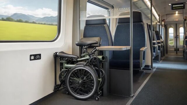Folding bicycle on the train.