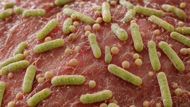 Bacteria in meat.