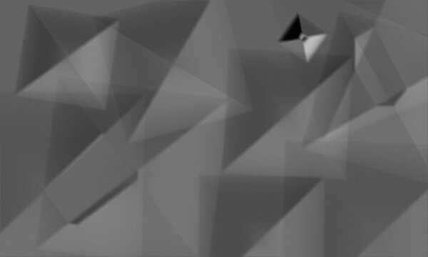Crumpled paper abstract geometric background with overlapping transparent triangle shapes in shades of gray