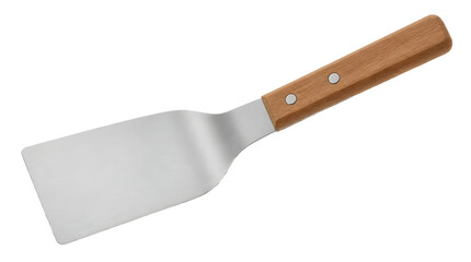 Fototapeta premium Metal kitchen spatula with wooden handle isolated on white background