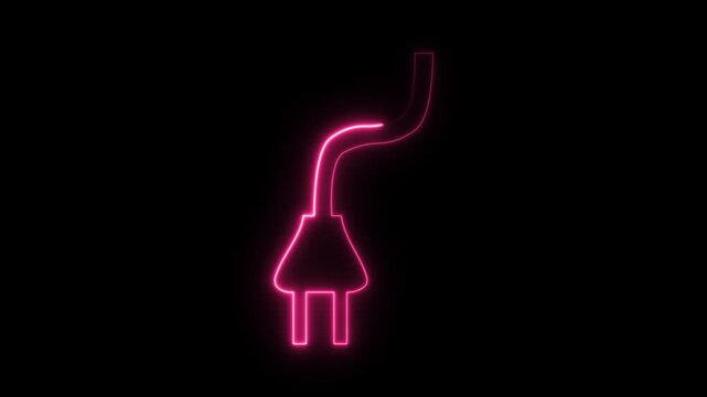 Fork and Knife Icon neon light effects 4k animation video with alpha channel for Restaurant, Dining, Kitchen, Business, and Design Concepts
