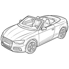 Fototapeta premium Line drawing of a convertible sports car illustration outline