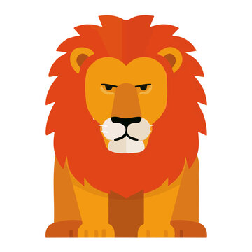 Lion, rendered in a minimalist 2D flat vector icon style against a pure white backdrop